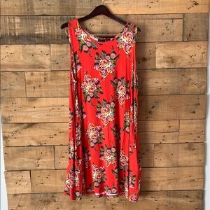 Floral Sleeveless Orange Dress